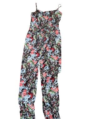 cinq a sept Floral Spaghetti-Strap Jumpsuit in Coral, Light Blue, Green